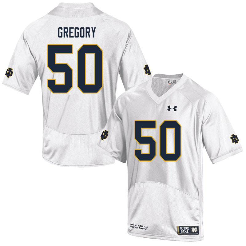 Men #50 Reed Gregory Notre Dame Fighting Irish College Football Jerseys Sale-White - Click Image to Close